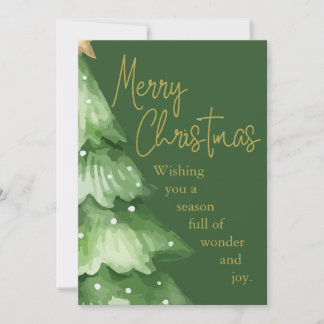 Cartes Pour Fêtes Annuelles Green Watercolor Christmas Holiday Card