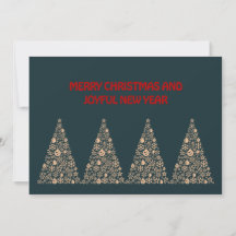 Green wish card New Year with tree Christmas 
