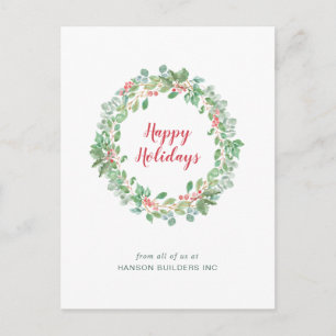 Cartes Pour Fêtes Annuelles Green Wreath Business Entreprise Noël