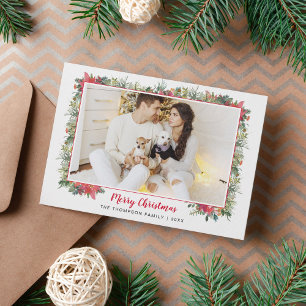 Cartes Pour Fêtes Annuelles Greenery Botanical Script Photo Noël 