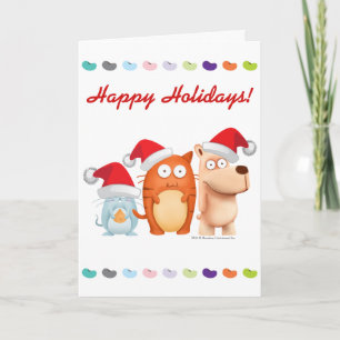 Cartes Pour Fêtes Annuelles Greeting Card: BeanyTeam™ - Cat & Mouse & Dog