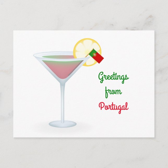 Cartes Pour Fêtes Annuelles Greetings From Portugal Cocktail Holiday Postcard (Devant)