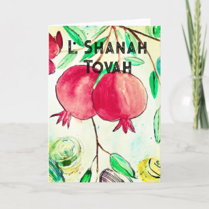 Cartes Pour Fêtes Annuelles Grenade Fruit de Roch Hachana Shana Tova