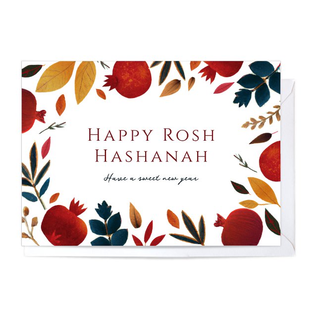 Cartes Pour Fêtes Annuelles Grenades Peintes Rosh Hashanah (Créateur téléchargé)