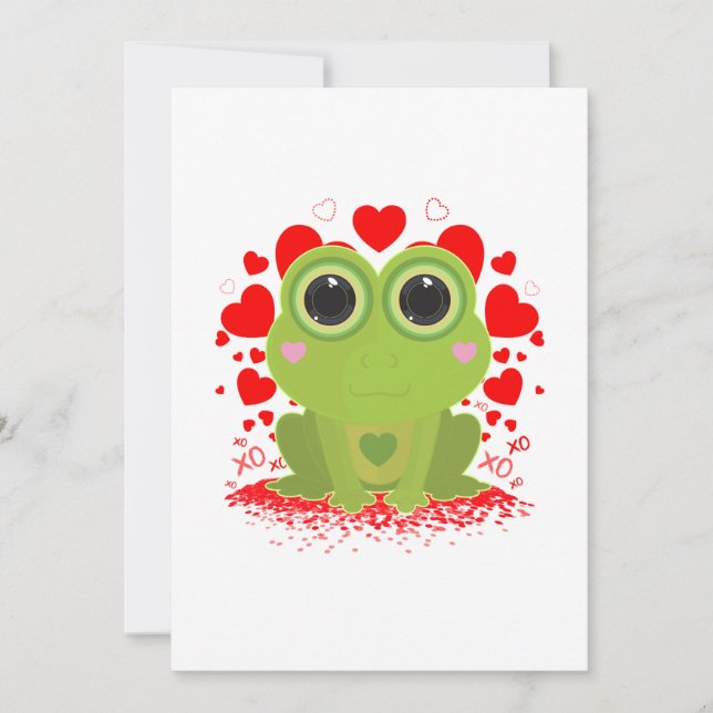 Cartes Pour Fêtes Annuelles Grenouille de la Saint-Valentin  (Devant)