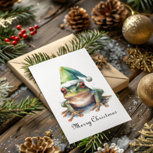 Cartes Pour Fêtes Annuelles Grenouille de Noël Frolic, personnalisé