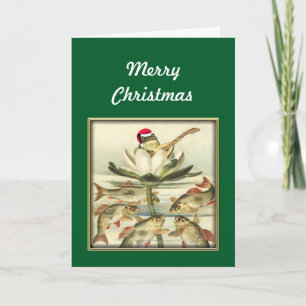 Cartes Pour Fêtes Annuelles Grenouille et banjo chanter Joyeux Noël