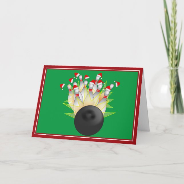 Cartes Pour Fêtes Annuelles Grève du bowling de Noël (Devant)