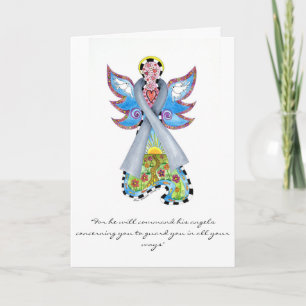 Cartes Pour Fêtes Annuelles Grey Ribbon Angel