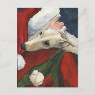 Cartes Pour Fêtes Annuelles Greyhound Santa Christmas Dog Art Postcard