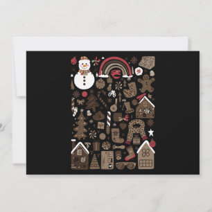 Cartes Pour Fêtes Annuelles Gribouillis de Noël Fêtes Rétro Vacances Arbres An