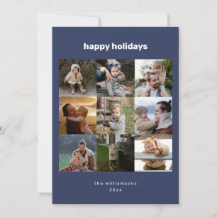 Cartes Pour Fêtes Annuelles Grille de collage de photos Bleu marine Noël Famil
