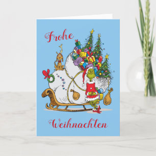 Cartes Pour Fêtes Annuelles Grinch classique   Grinch & Max avec Sleigh