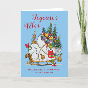 Cartes Pour Fêtes Annuelles Grinch classique   Grinch & Max avec Sleigh