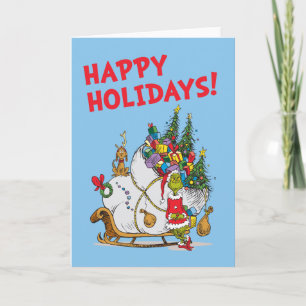 Cartes Pour Fêtes Annuelles Grinch Classique   Grinch & Max avec traîneau