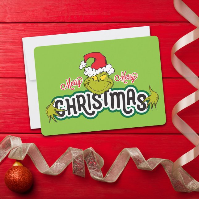 Cartes Pour Fêtes Annuelles Grinch classique | Joyeux Noël (Card on table)