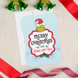 Cartes Pour Fêtes Annuelles Grinch Classique   Joyeux Noël & Bonne Année