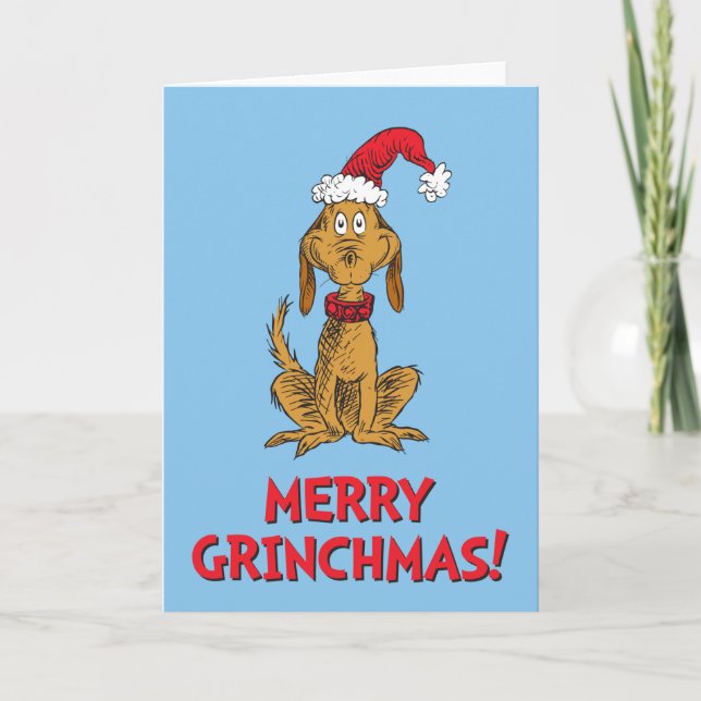 Cartes Pour Fêtes Annuelles Grinch classique | Max - Santa Hat (Devant)