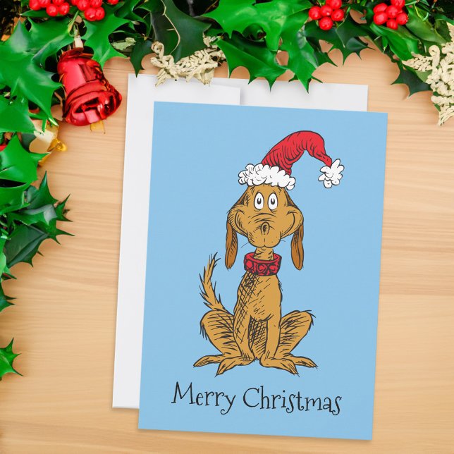 Cartes Pour Fêtes Annuelles Grinch classique | Max - Santa Hat (Card on table)