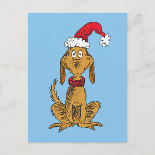 Cartes Pour Fêtes Annuelles Grinch classique   Max - Santa Hat