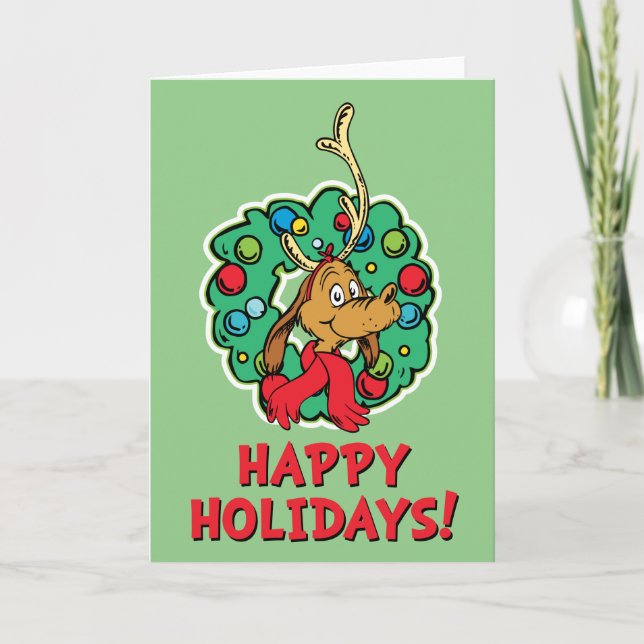 Cartes Pour Fêtes Annuelles Grinch | Couronne de Noël de Max (Devant)