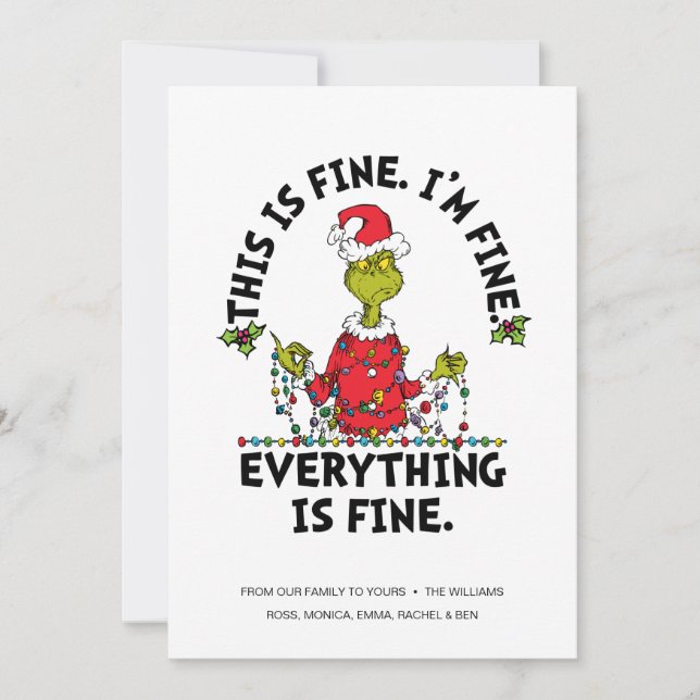 Cartes Pour Fêtes Annuelles Grinch | Tout va bien (Devant)