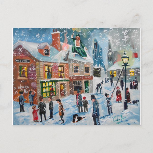 Cartes Pour Fêtes Annuelles Grippe-sou fantômes d'une scène de neige d'hiver (Devant)