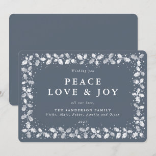 Cartes Pour Fêtes Annuelles Gris Bleu foncé Holly + Berries Plat Non Photo