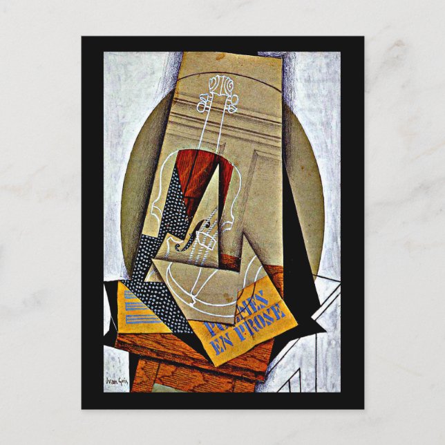 Cartes Pour Fêtes Annuelles Gris - Composition avec Violon (Devant)