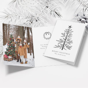 Cartes Pour Fêtes Annuelles Gris foncé minimal sapin de Noël photo pliée