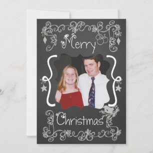 Cartes Pour Fêtes Annuelles Gris Scrolls Customisé Photo Holiday Card