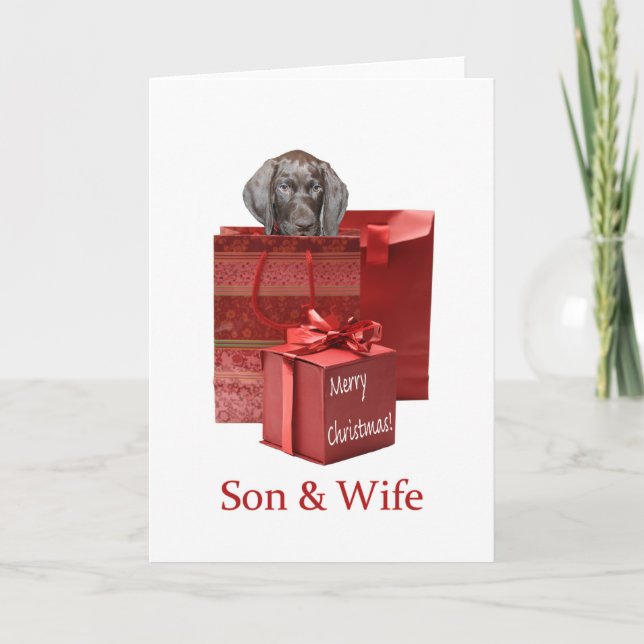 Cartes Pour Fêtes Annuelles Grizzly brillant Fils & Femme Joyeux Noël (Devant)