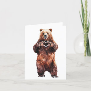 Cartes Pour Fêtes Annuelles Grizzly Ours coeur d'amour avec les griffes