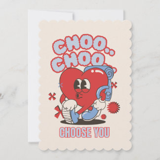 Cartes Pour Fêtes Annuelles Groovy Red Heart Choo Choo Choisissez vos Valentin