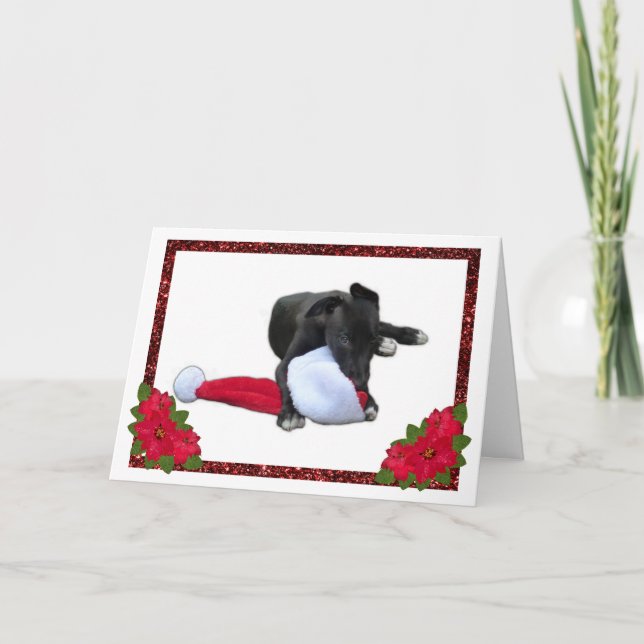 Cartes Pour Fêtes Annuelles Gros Chiot Chien Cheval Noël (Devant)