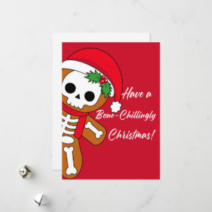 Cartes Pour Fêtes Annuelles Gros pain d'épices de squelette rouge