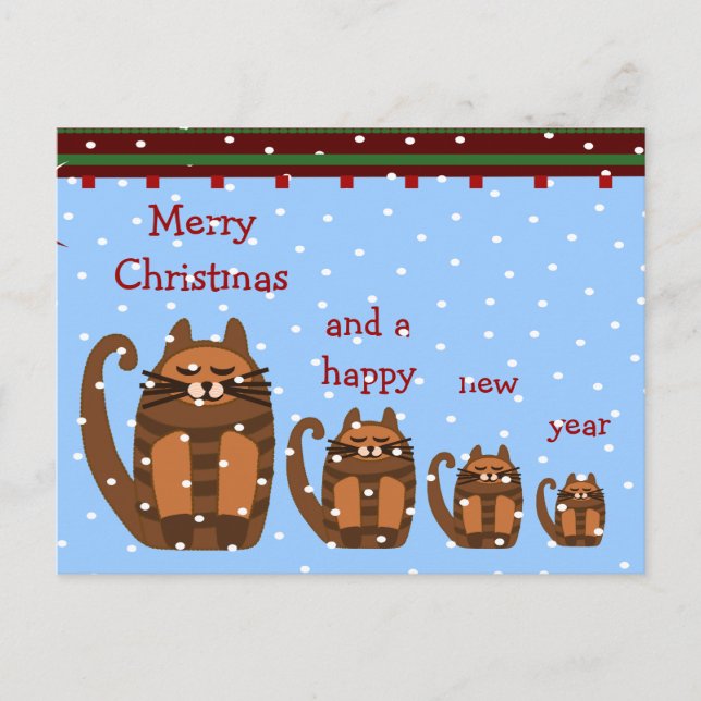 Cartes Pour Fêtes Annuelles grosse graisse de chat rufus xmas neige (Devant)