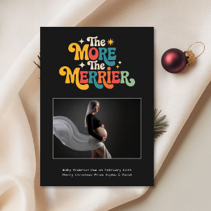 Cartes Pour Fêtes Annuelles Grossesse de Noël couleur rétro Noir