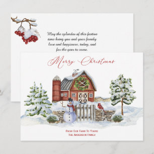 Cartes Pour Fêtes Annuelles Grotte rustique arbres de Noël Snowman