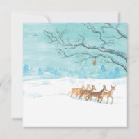 Groupe de chevreuils en hiver