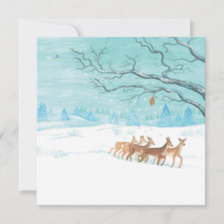 Cartes Pour Fêtes Annuelles Groupe de chevreuils en hiver