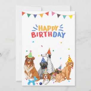 Cartes Pour Fêtes Annuelles Groupe de chiens races fête joyeux anniversaire