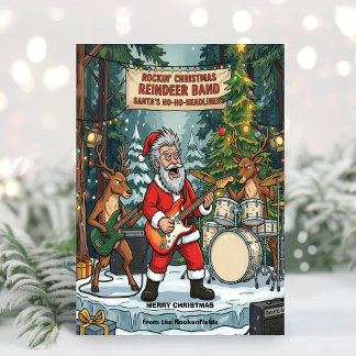Cartes Pour Fêtes Annuelles Groupe de Rennes de Noël Rockin 'Santa