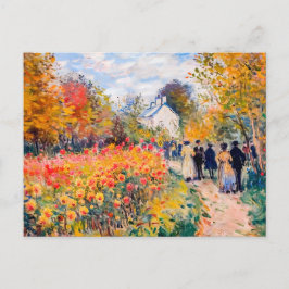 Cartes Pour Fêtes Annuelles Groupe se promenant dans un jardin d'automne avec 
