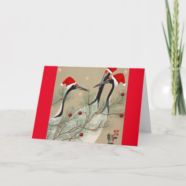 Cartes Pour Fêtes Annuelles Grues de Noël (Devant)