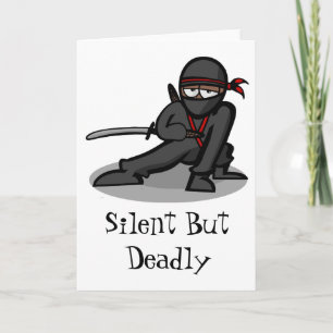 Cartes Pour Fêtes Annuelles Guerrier de Ninja de bande dessinée "silencieux