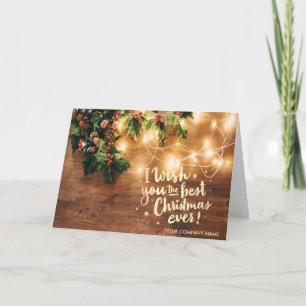 Cartes Pour Fêtes Annuelles Gui,Guirlandes lumineuses,Bois Je vous souhaite le