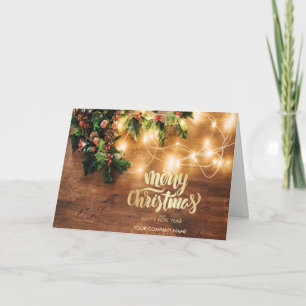 Cartes Pour Fêtes Annuelles Gui,Guirlandes Lumineuses,Noël en Bois