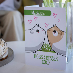 Cartes Pour Fêtes Annuelles Guinéen Porcs et Baisers Valentins personnalisés