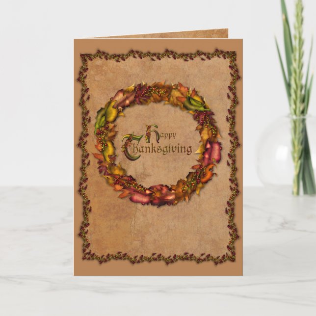 Cartes Pour Fêtes Annuelles Guirlande de feuille d'automne (Devant)